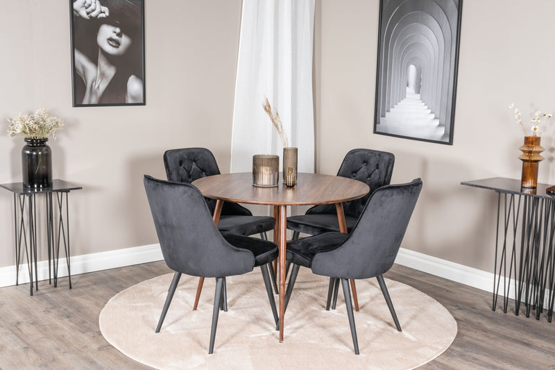 Matbordet Plaza och stolarna Velvet Deluxe