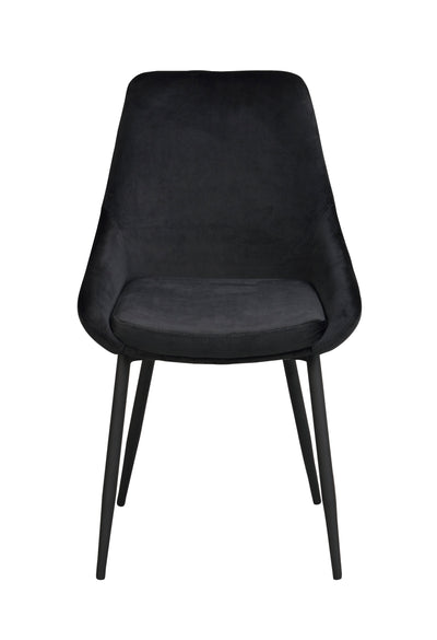 Sierra stol svart sammet/svarta metall ben 2-pack