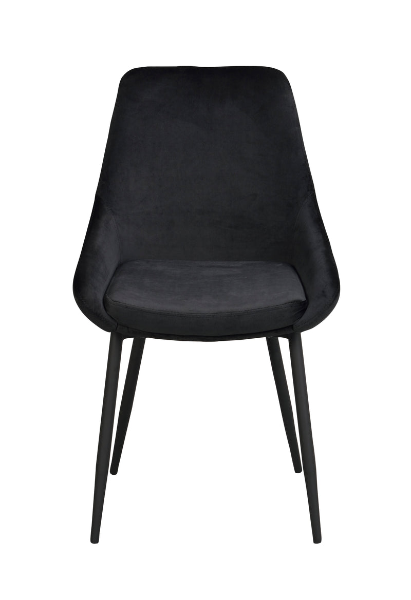 Sierra stol svart sammet/svarta metall ben 2-pack