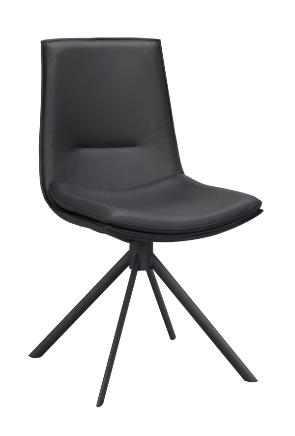 Lowell stol svart läder/svart metall rak snurr 2-pack