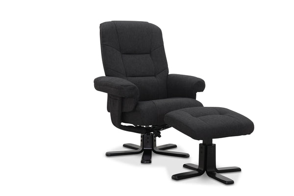 Wien fåtölj med fotpall mörkgrått tyg