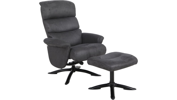 Glyn fåtölj med fotpall grå/svart