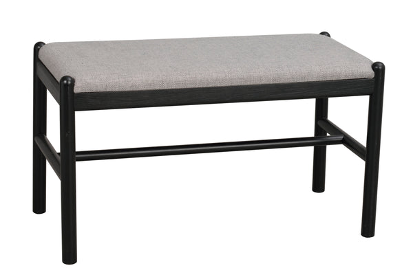Milford sittbänk 80 svart ek/grått tyg