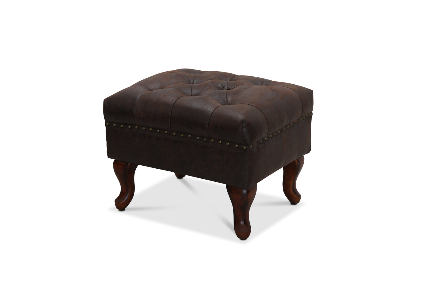 Aberdeen fotpall brunt vintage tyg