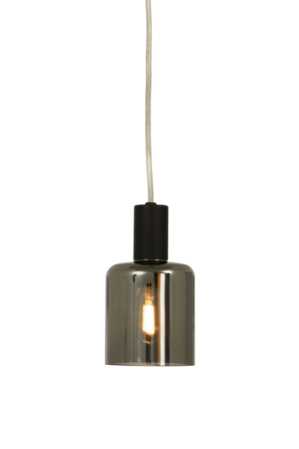 Cylinder fönsterlampa svart/rök