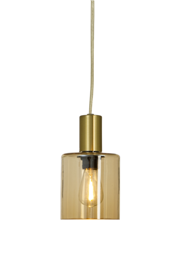 Cylinder fönsterlampa matt mässing/amber