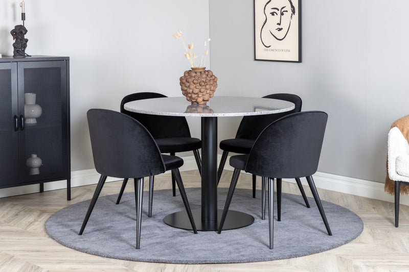 Matbordet Razzia och stolarna Velvet