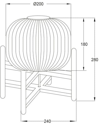 Vinda bordlampa stor svart/rök