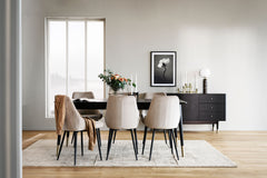 Sierra stol beige sammet/svarta metall ben 2-pack