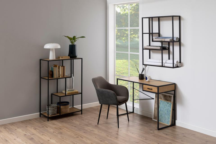 Seaford vägghylla ek faner/svart