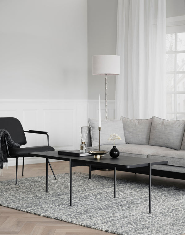 Shelton soffbord 145x60 svart ask/svart metall