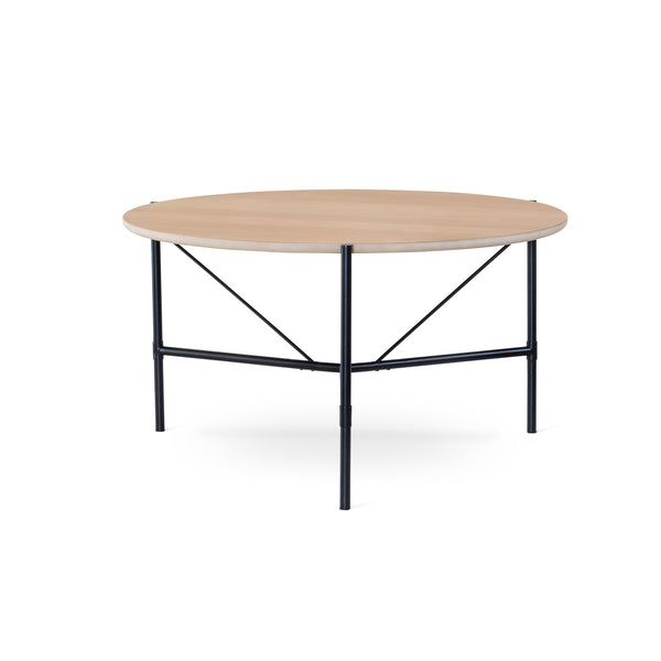 Ale matbord runt 135 cm vitoljad ek, svart metallunderrede