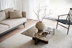 Brooksville soffbord kvadrat 90x90 brun marmor/brun ek