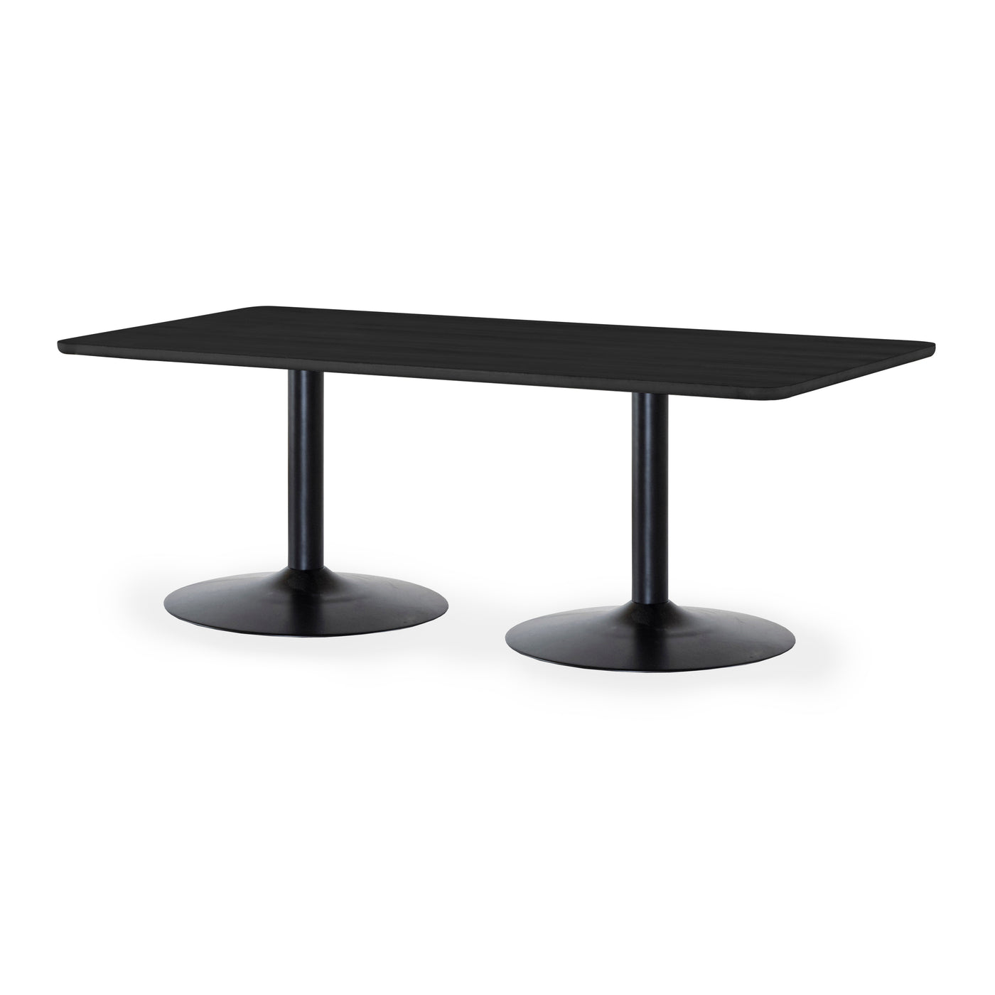Davis matbord 210 cm svartbetsad ek, svart trumpetfot