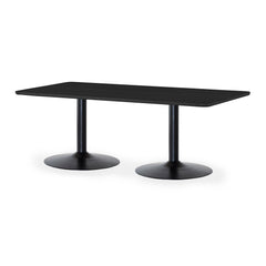 Davis matbord 210 cm svartbetsad ek, svart trumpetfot
