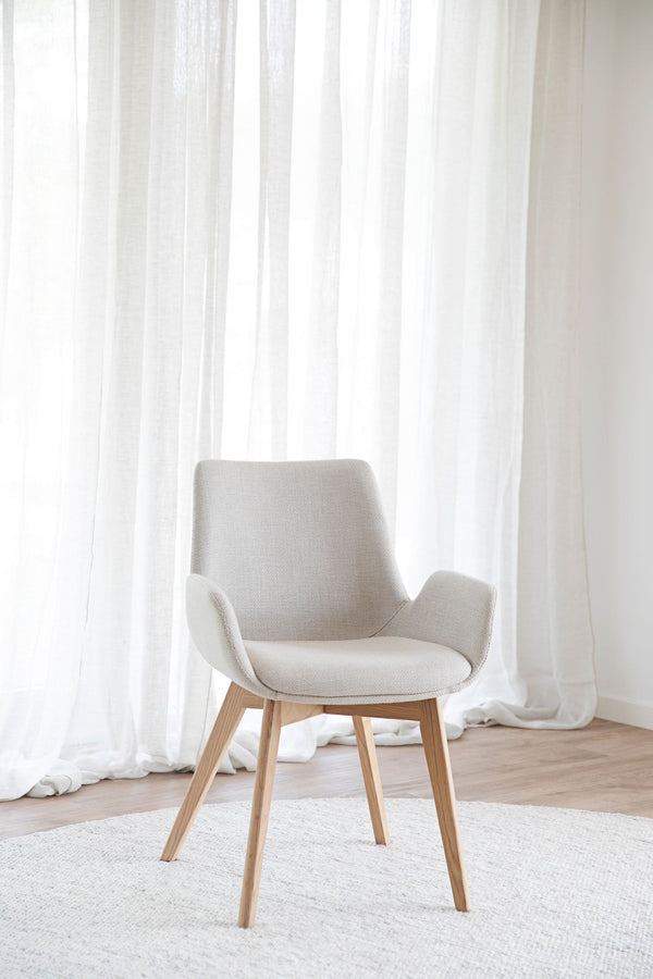 Drimsdale karmstol beige tyg/ekben 2-pack