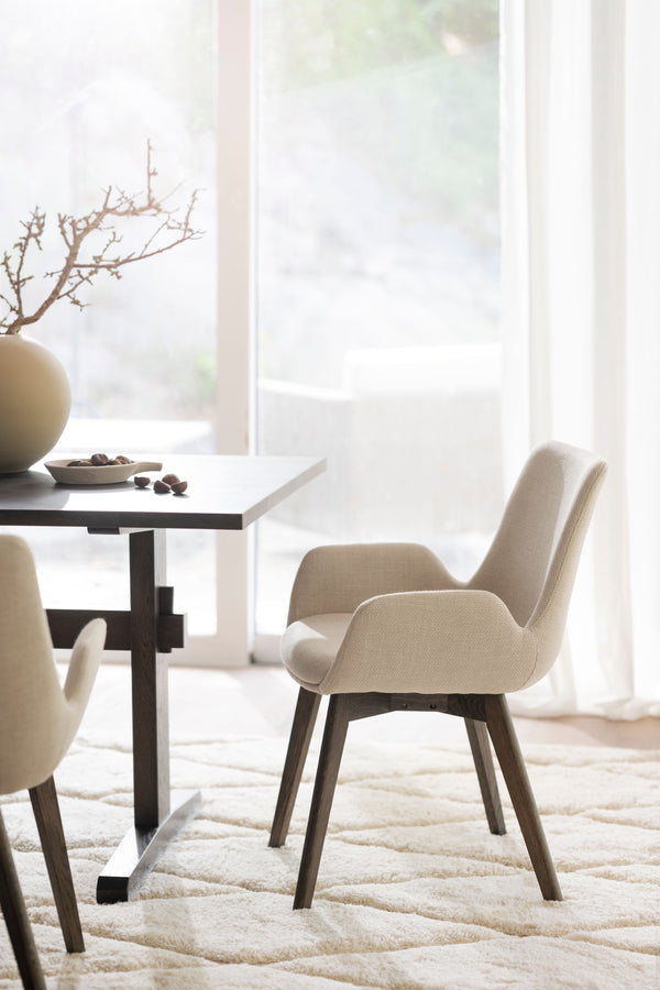 Drimsdale karmstol beige tyg/bruna ekben 2-pack