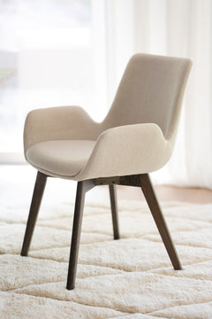 Drimsdale karmstol beige tyg/bruna ekben 2-pack