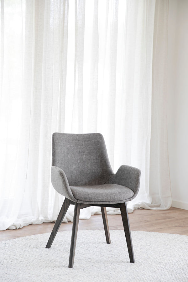 Drimsdale karmstol grått tyg/bruna ekben 2-pack