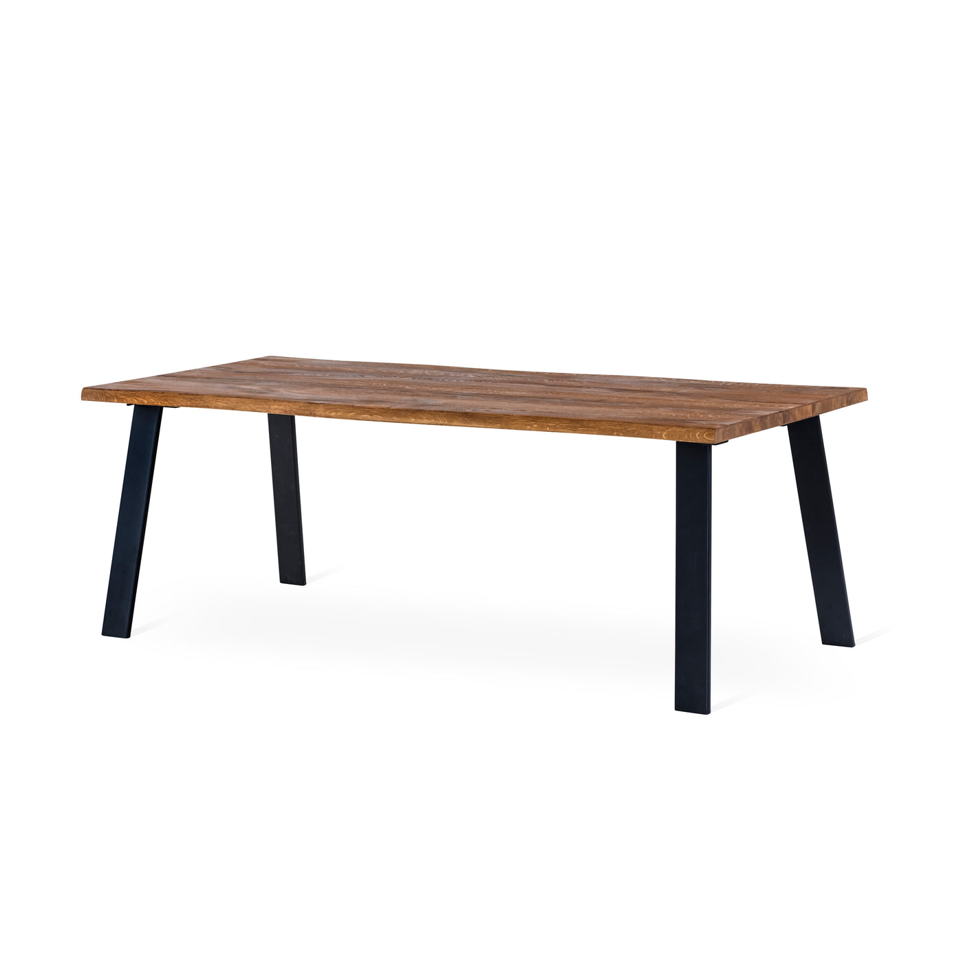 Exxet matbord 210 cm oljad ek, svart utställda ben