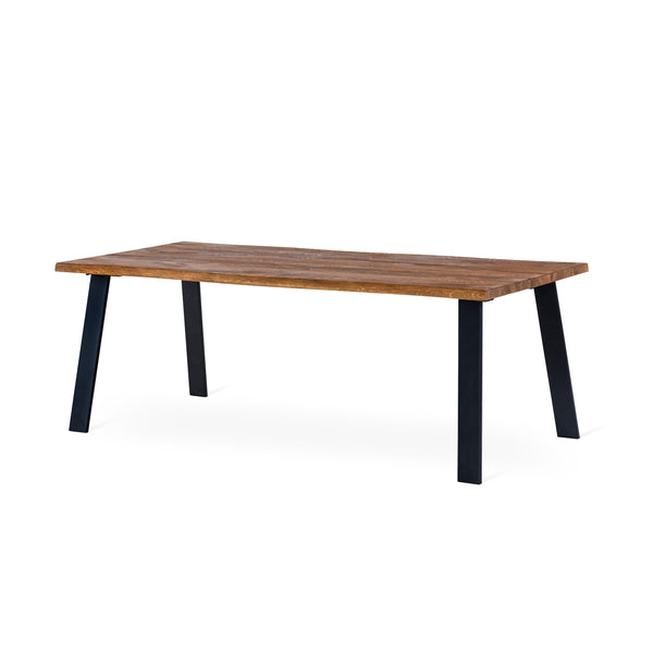 Exxet matbord 210 cm oljad ek, svart utställda ben