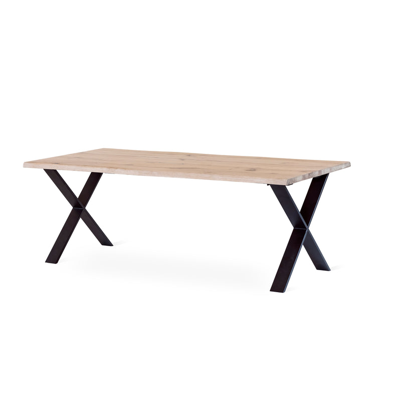 Exxet matbord 210 cm vitoljad ek, svart X-ben