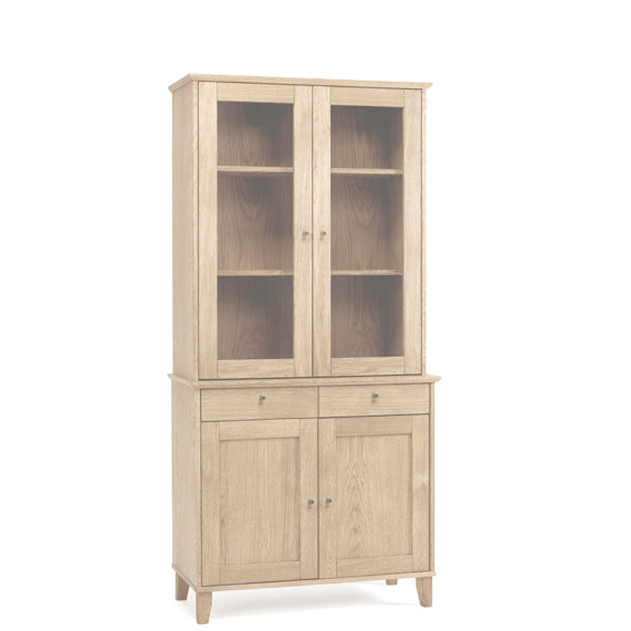 Ekliden vitrinskåp 2-dörrar vitoljad ek