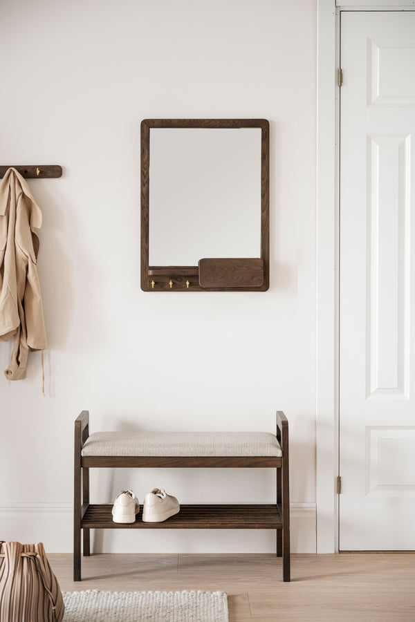 Inverness bänk 75 brun ek/beige tyg