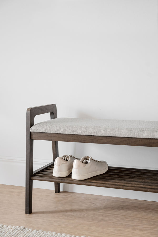 Inverness bänk 75 brun ek/beige tyg