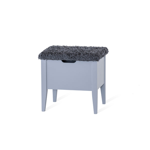Klinte bänk 45 cm grålack med fårpälsöverdrag