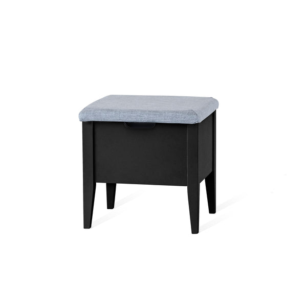 Klinte bänk 45 cm svartlack med tyg Chelsea ljusgrå