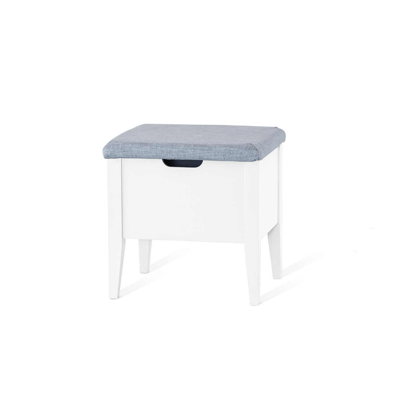Klinte bänk 45 cm vitlack med tyg Chelsea ljusgrå