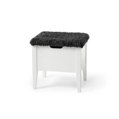 Klinte bänk 45 cm vitlack med fårpäls