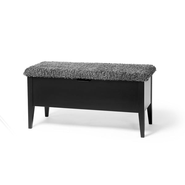 Klinte bänk 90 cm svartlack med fårpäls