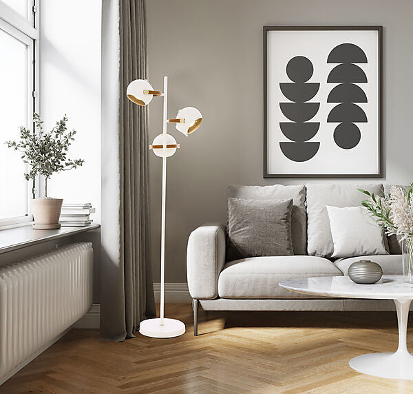 Bow golvlampa 3-arm vit