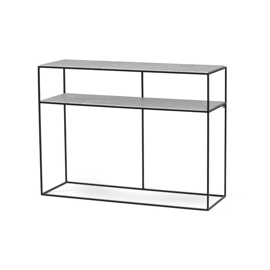 Lime avställningsbord 115x38 cm svart metall/betong laminat