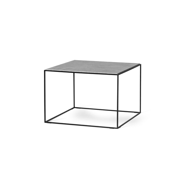 Lime soffbord 70x70 cm betonglaminat/svart metallunderrede