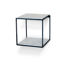 Lime sängbord vägghängt 34x34 cm betonglaminat/svart metallunderrede