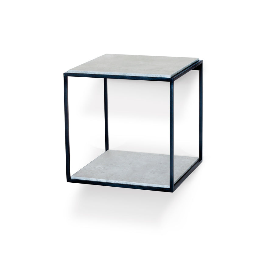 Lime sängbord vägghängt 34x34 cm betonglaminat/svart metallunderrede