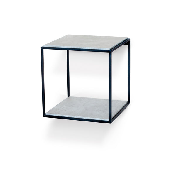 Lime sängbord vägghängt 34x34 cm betonglaminat/svart metallunderrede