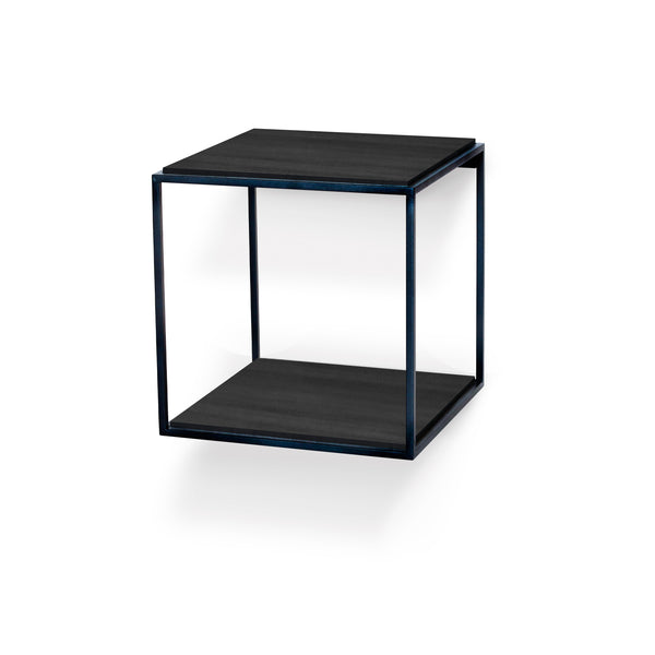 Lime sängbord vägghängt 34x34 cm svartbetsad ask/svart metallunderrede