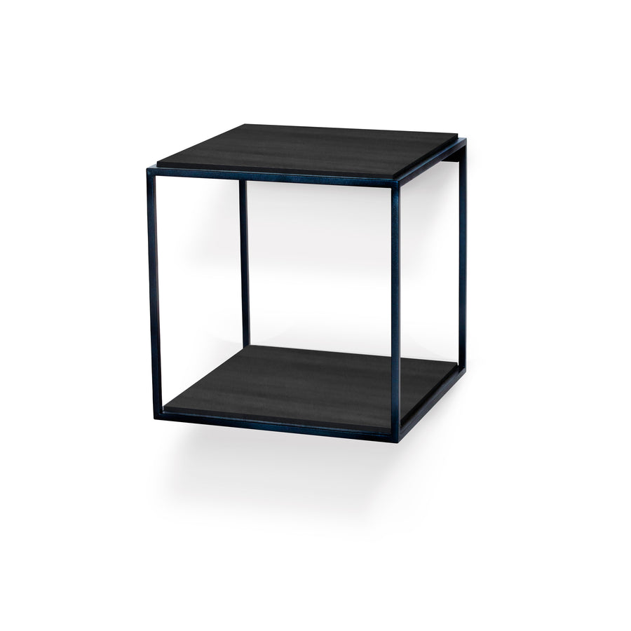 Lime sängbord vägghängt 34x34 cm svartbetsad ask/svart metallunderrede