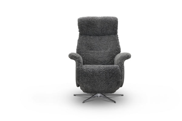 Lissabon reclinerfåtölj med elektrisk funktion ljusgrått fårskinn