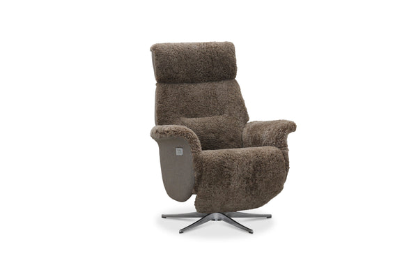 Lissabon reclinerfåtölj med elektrisk funktion beige fårskinn
