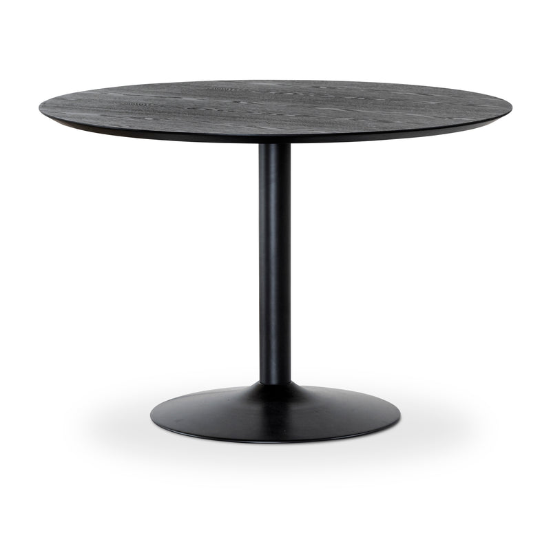 Miles matbord runt 110 cm svartbetsad ask, svart trumpetfot