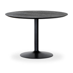 Miles matbord runt 110 cm svartbetsad ask, svart trumpetfot