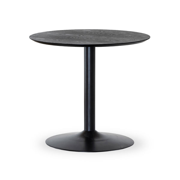 Miles matbord runt 80 cm svartbetsad ask, svart trumpetfot