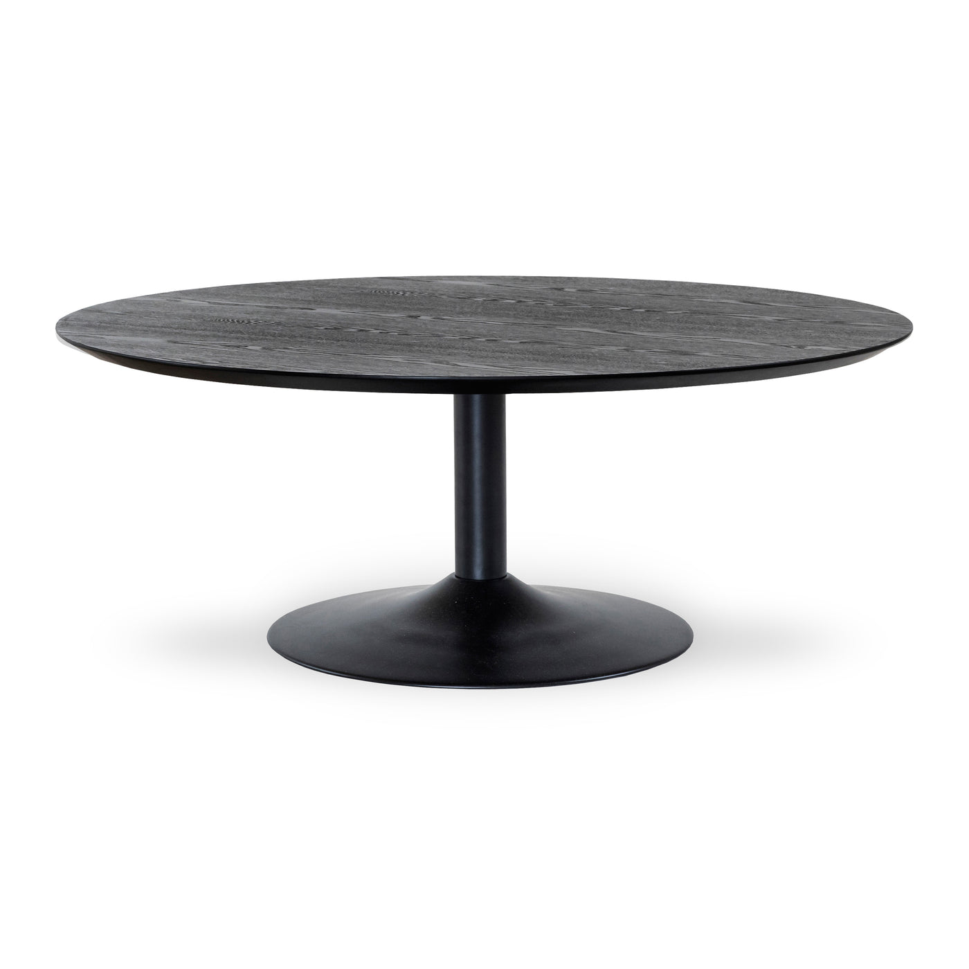 Miles soffbord runt 110 cm svartbetsad ask, svart trumpetfot