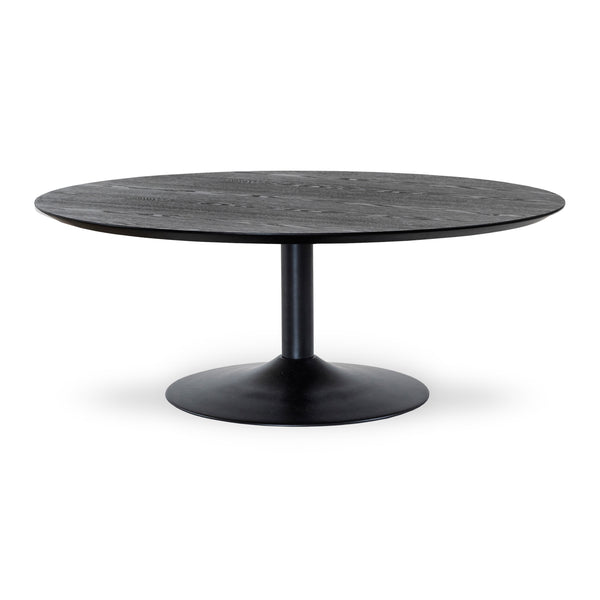 Miles soffbord runt 110 cm svartbetsad ask, svart trumpetfot