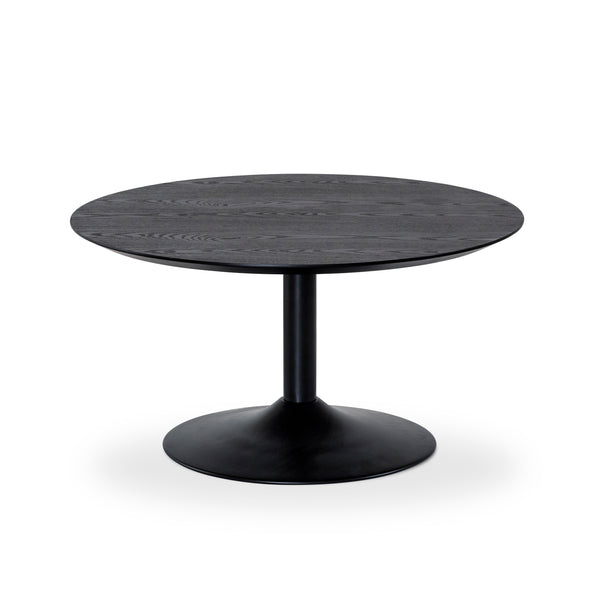 Miles soffbord runt 80 cm svartbetsad ask, svart trumpetfot